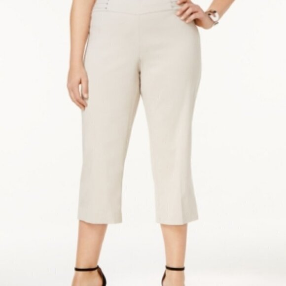 Jm Collection Plus Size Tummy Control Pull-on Capri Pants, Created for Macy's - Picture 1 of 7